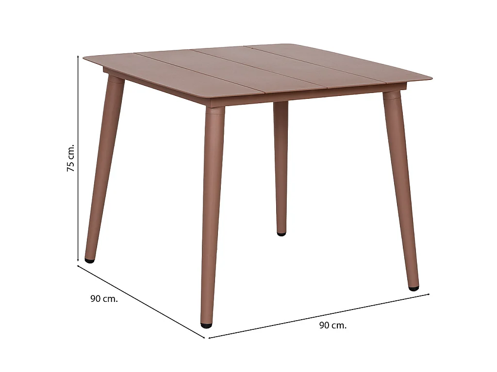 Table en aluminium brun 90x90x75h cm