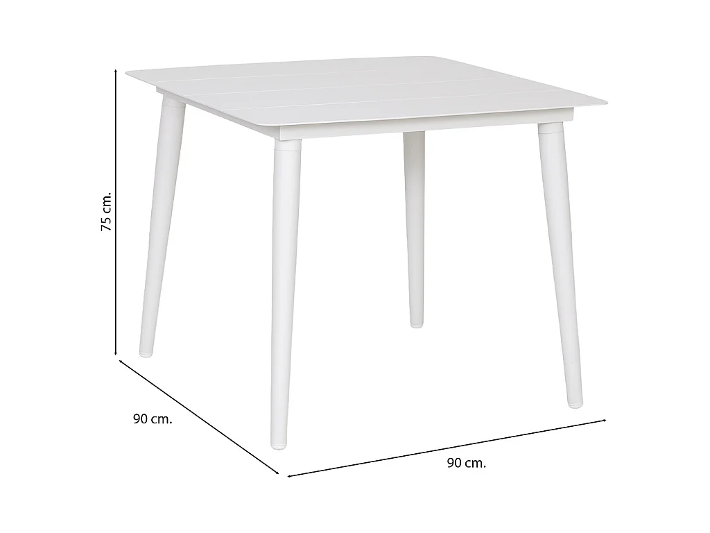 Table en aluminium blanc 90x90x75 cm