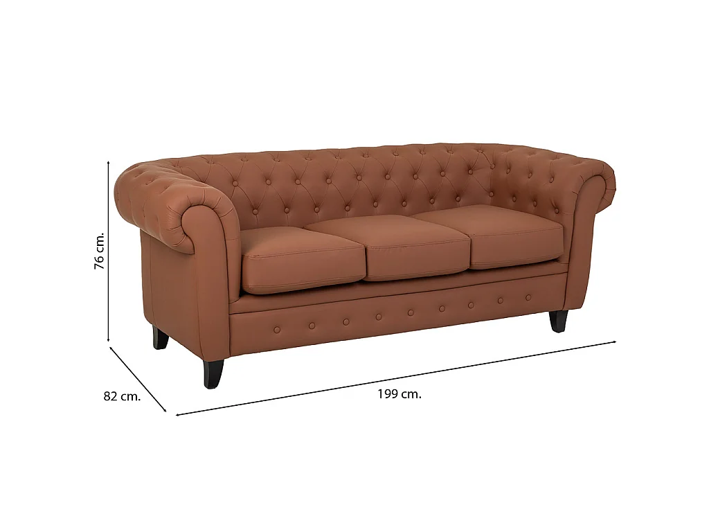 Divano in mousse color moka 199x82x76h cm