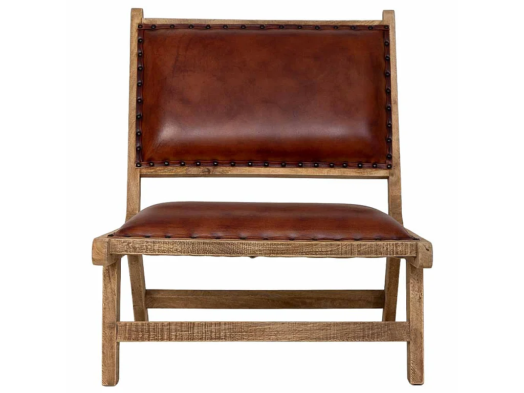Fauteuil en bois et cuir brun 65x78x81 cm (h)