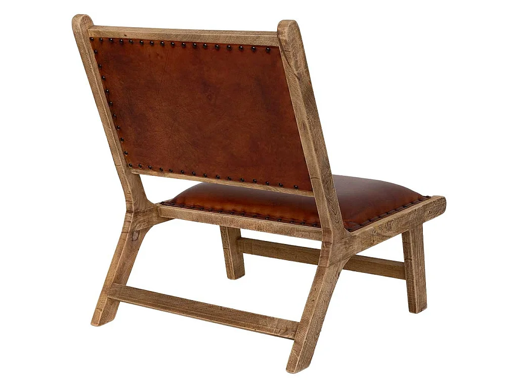 Fauteuil en bois et cuir brun 65x78x81 cm (h)
