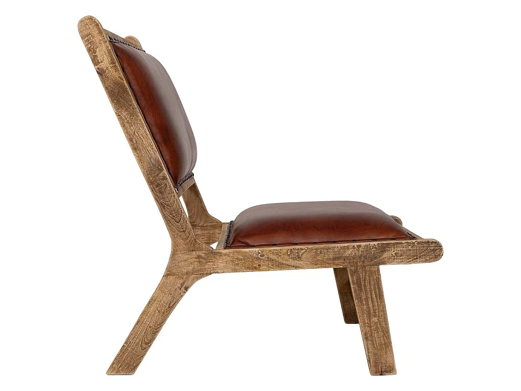 Fauteuil en bois et cuir brun 65x78x81 cm (h)