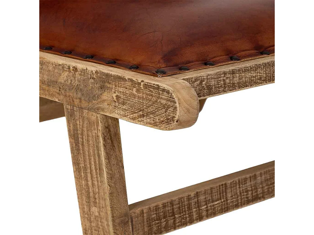 Fauteuil en bois et cuir brun 65x78x81 cm (h)