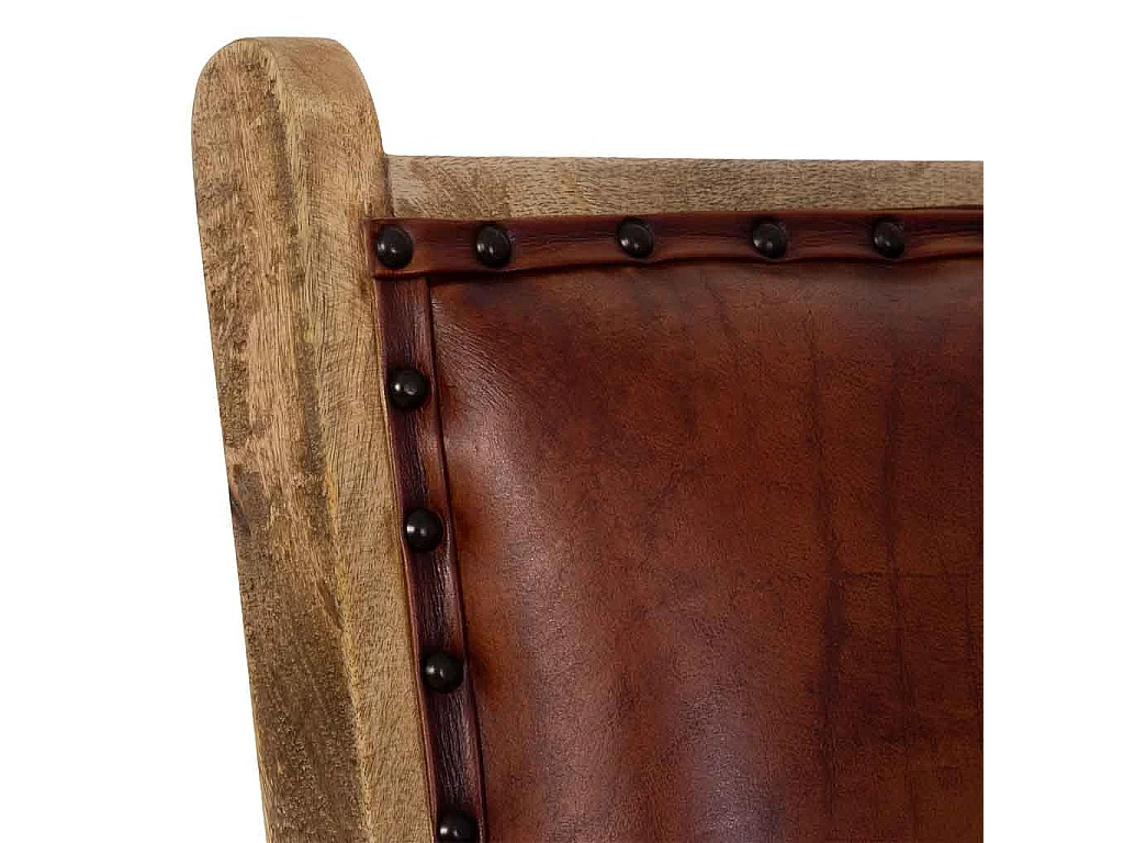 Fauteuil en bois et cuir brun 65x78x81 cm (h)