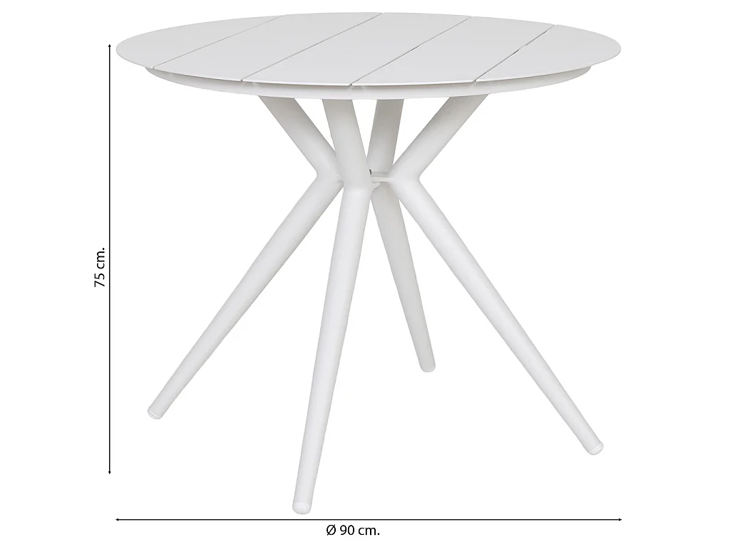 Table en aluminium blanc 90x75 cm