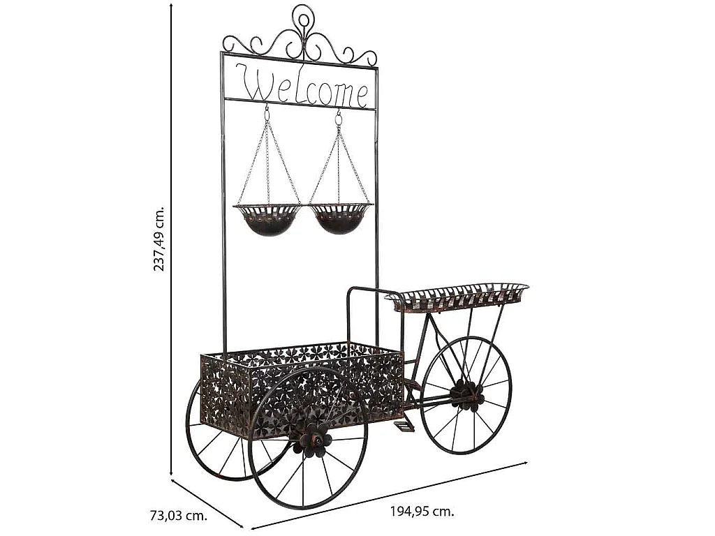 Carrinho expositor de metal 194.95x73.03x237.49h cm