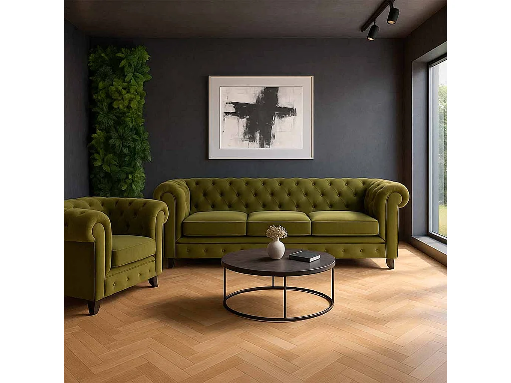 Divano verde 199x82x76h cm