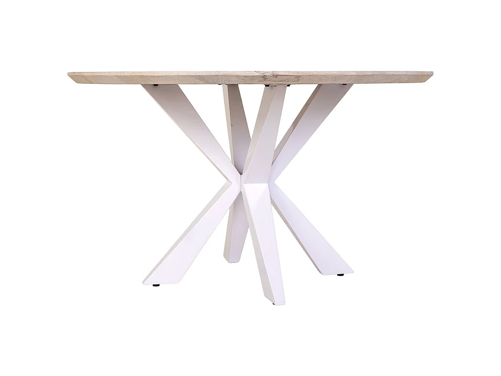 Table de salle à manger en bois blanc 130x130x77 cm (hauteur)