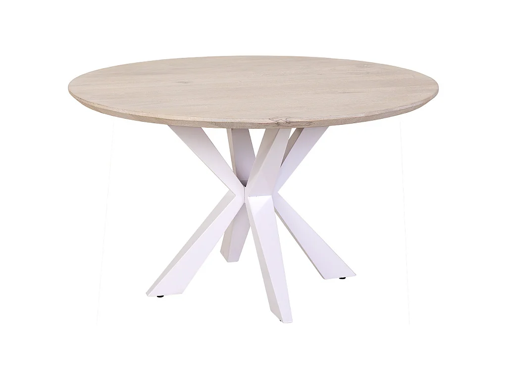 Table de salle à manger en bois blanc 130x130x77 cm (hauteur)