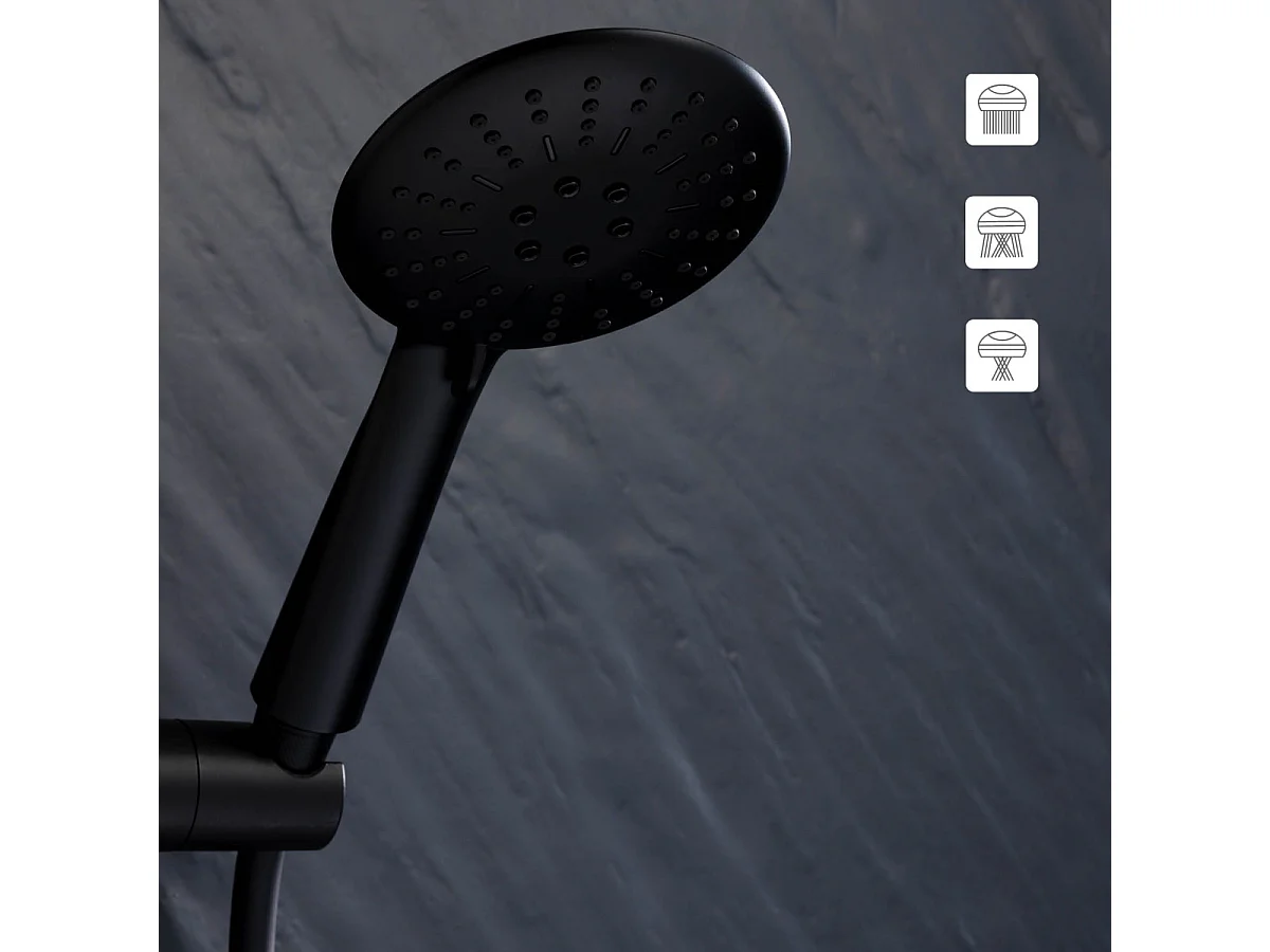 Pommeau de Douche 3 Fonctions "Hydro" 23cm Noir