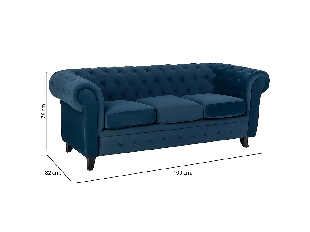 Divano blu navy 199x82x76h cm