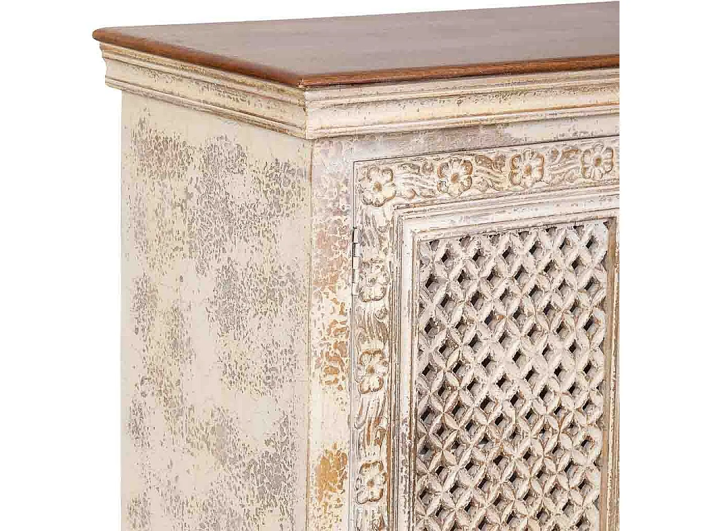 Recibidor de madera artesanal blanco 104x43x93h cm
