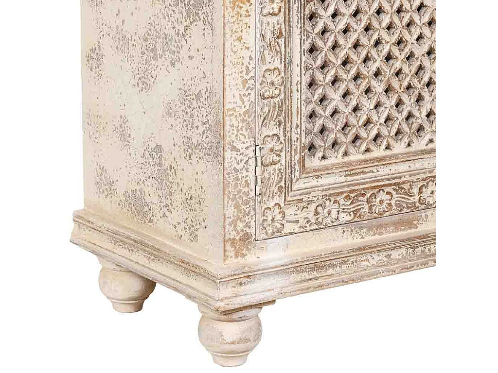 Recibidor de madera artesanal blanco 104x43x93h cm