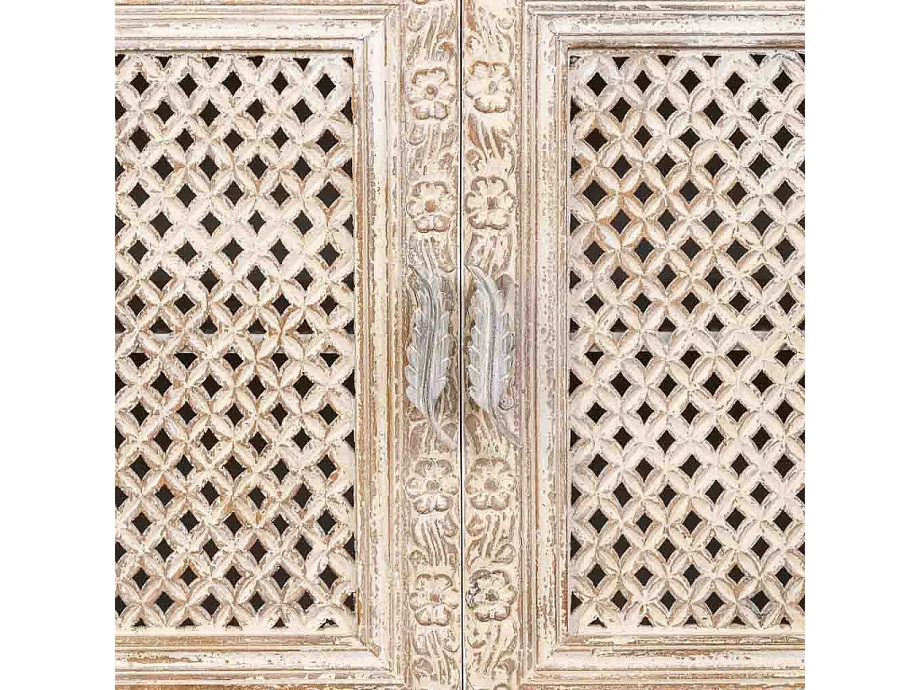 Recibidor de madera artesanal blanco 104x43x93h cm
