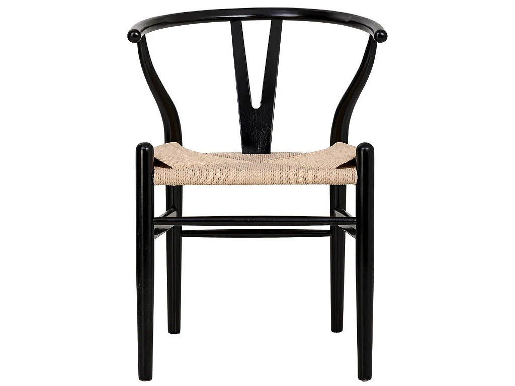 Sedia in legno con seduta in corda bianco, 50x41x44/77h cm