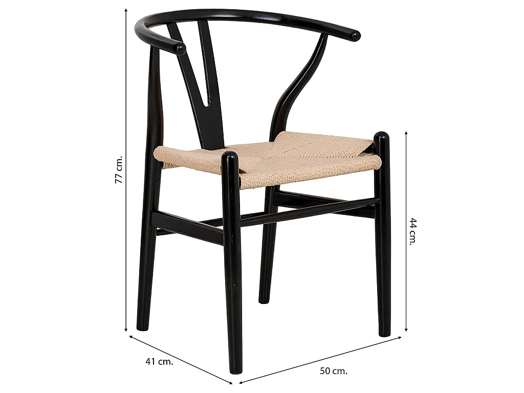Sedia in legno con seduta in corda bianco, 50x41x44/77h cm