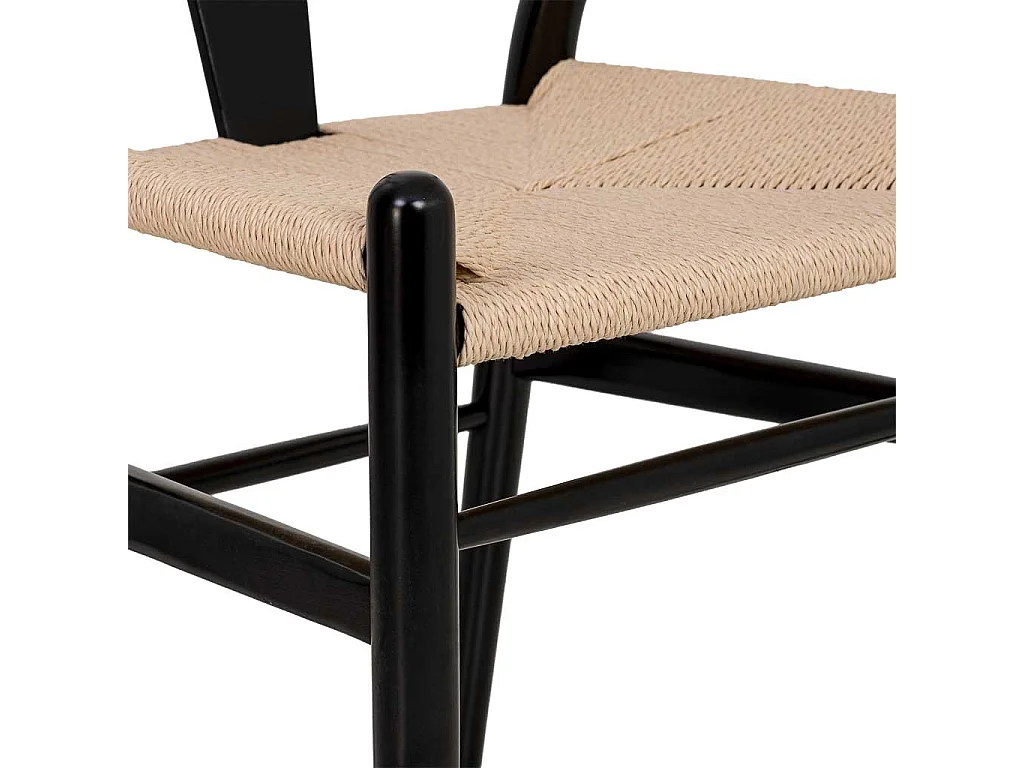 Sedia in legno con seduta in corda bianco, 50x41x44/77h cm