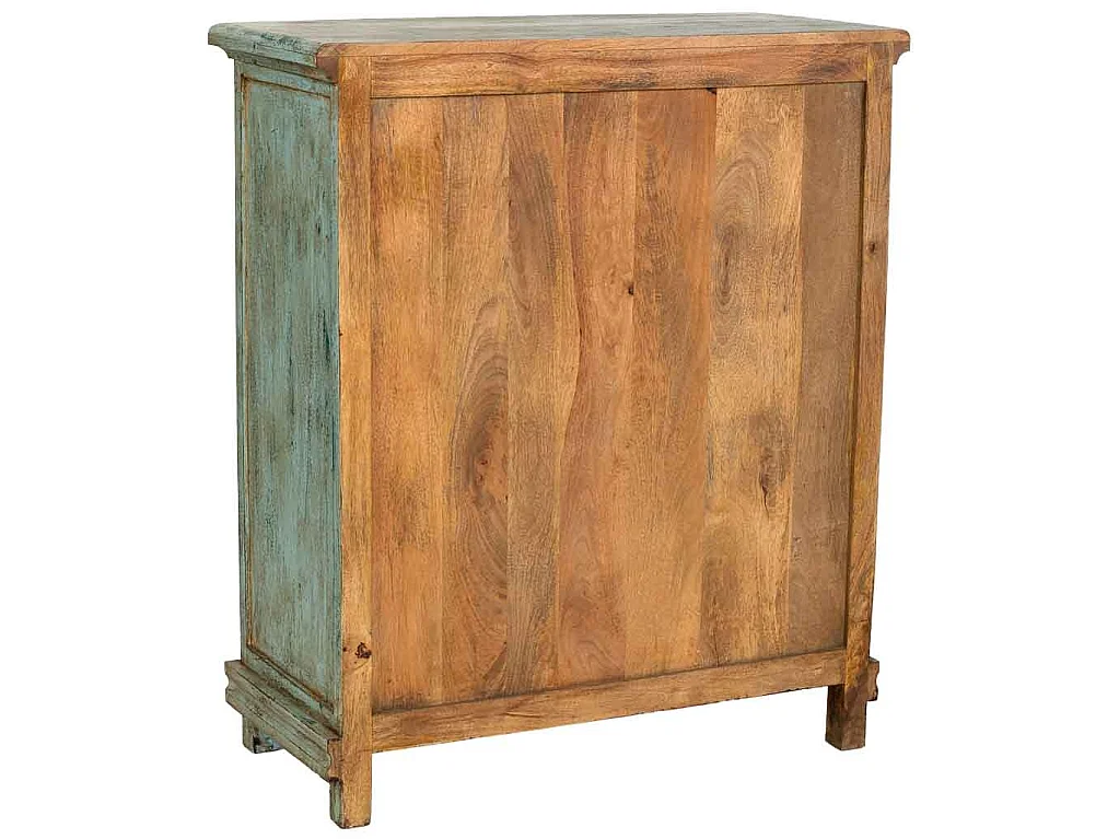 Recibidor de madera artesanal turquesa 85x40x100h cm