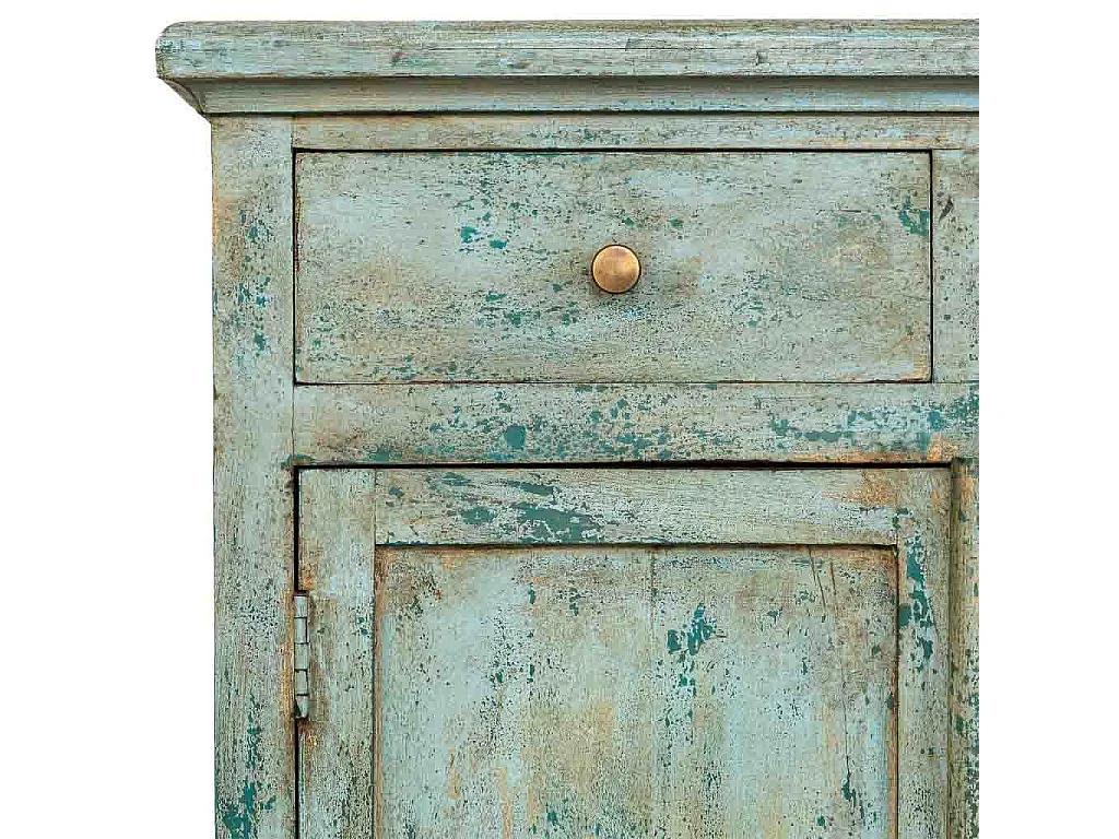 Recibidor de madera artesanal turquesa 85x40x100h cm