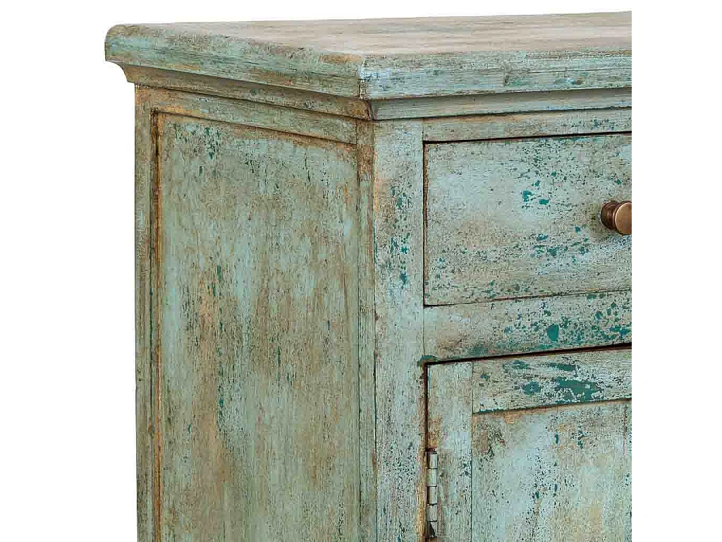 Recibidor de madera artesanal turquesa 85x40x100h cm