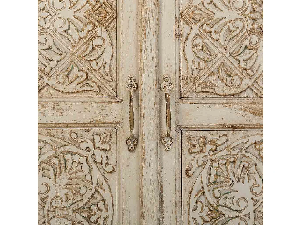 Recibidor de madera tallada acabado artesanal 90x40x90h cm