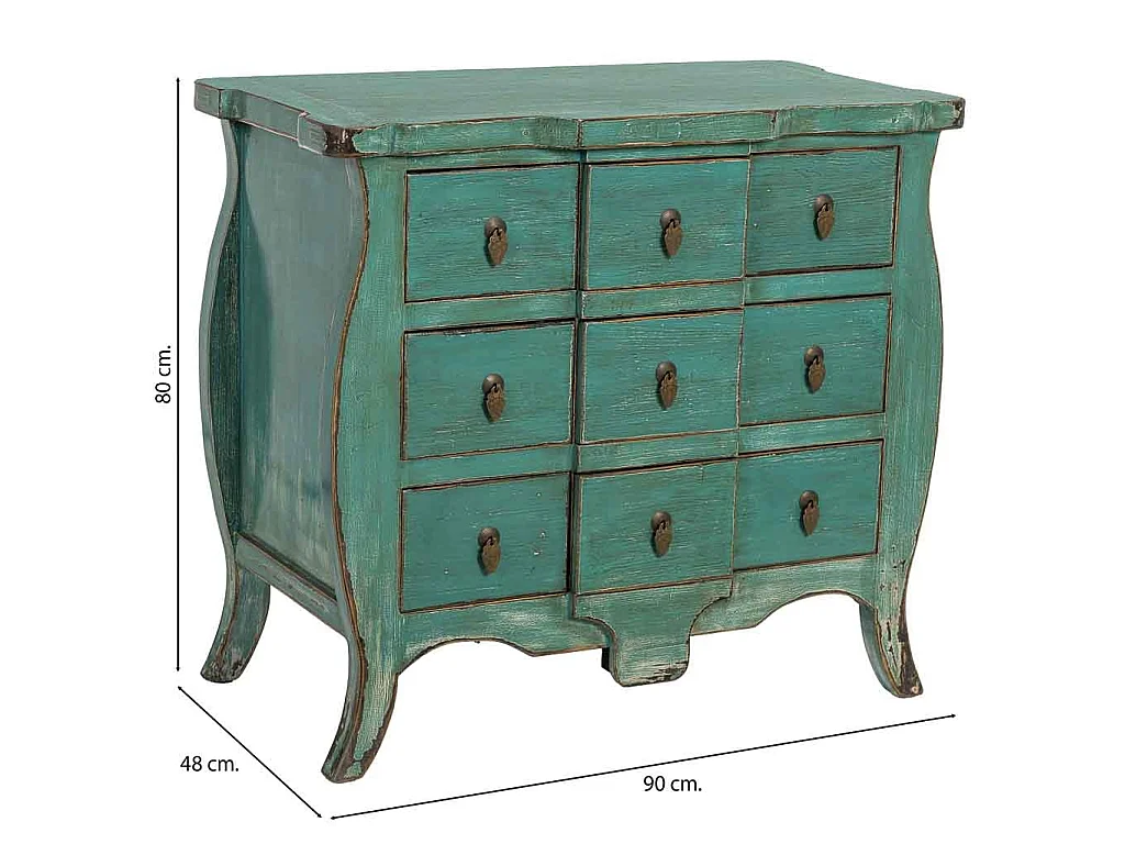 Recibidor de madera azul 90x48x80h cm