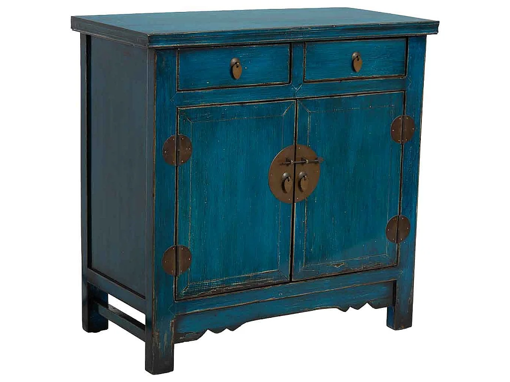 Recibidor de madera azul 88x40x87h cm