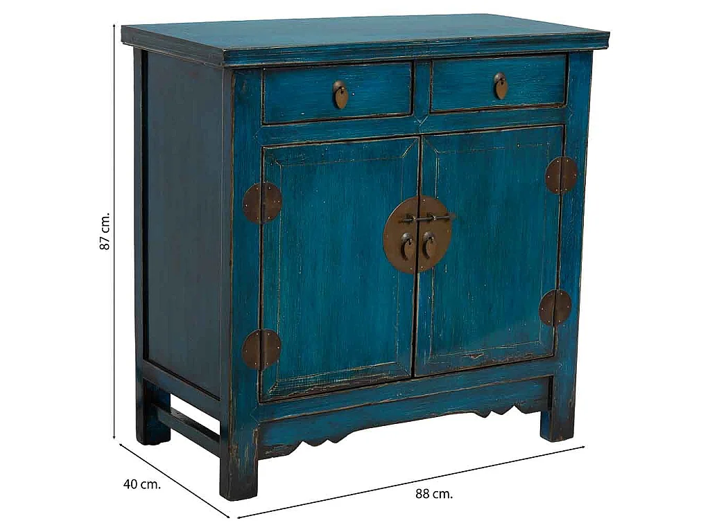 Recibidor de madera azul 88x40x87h cm