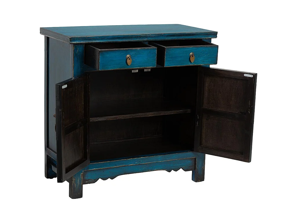 Recibidor de madera azul 88x40x87h cm