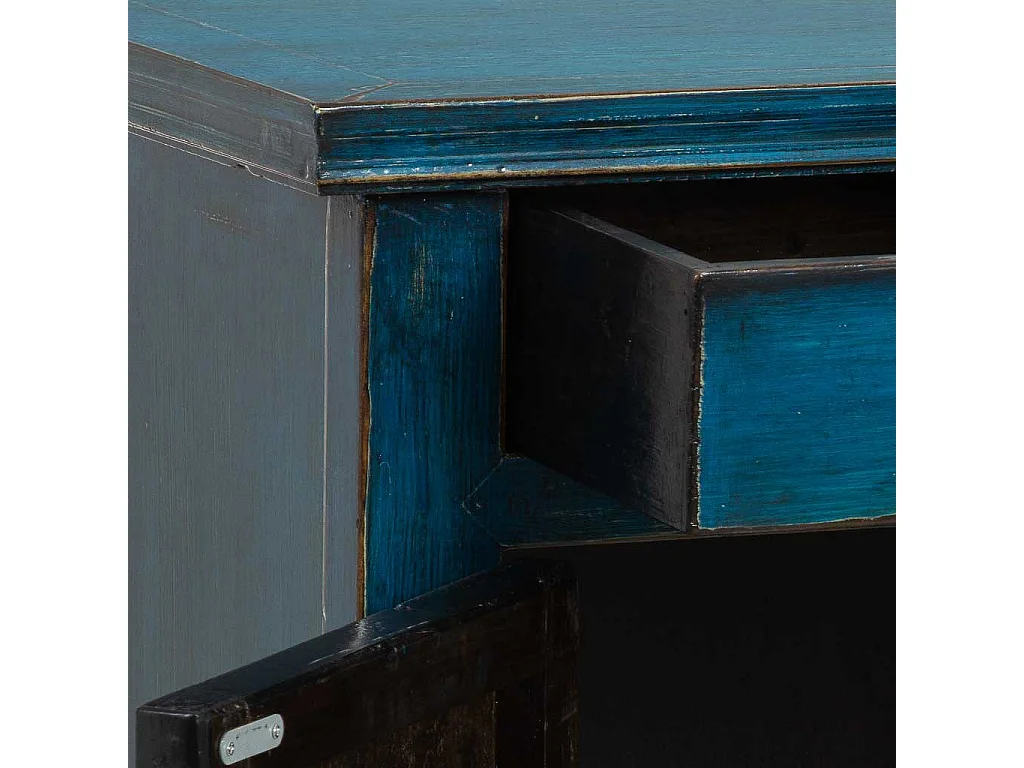 Recibidor de madera azul 88x40x87h cm