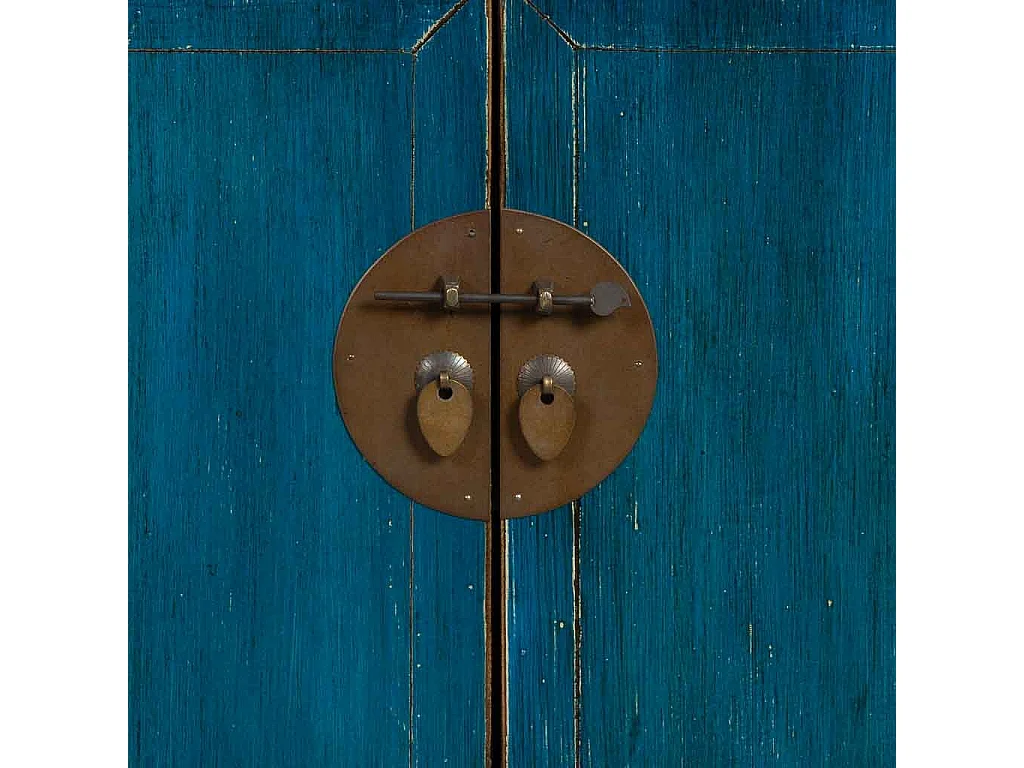 Recibidor de madera azul 88x40x87h cm