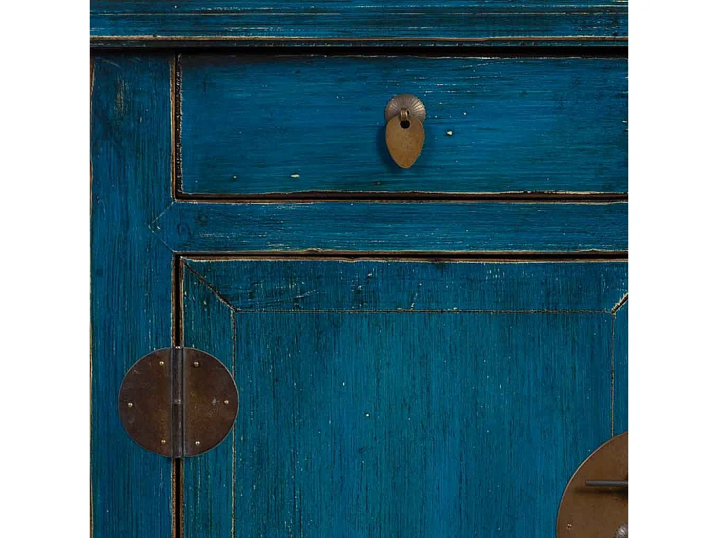 Recibidor de madera azul 88x40x87h cm