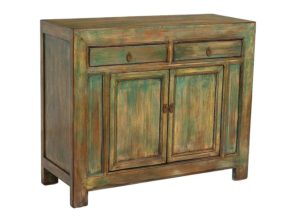 Meuble d'entrée en bois vert vieilli 115 x 45 x 95 cm (hauteur)