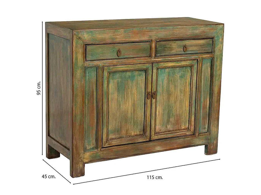 Meuble d'entrée en bois vert vieilli 115 x 45 x 95 cm (hauteur)