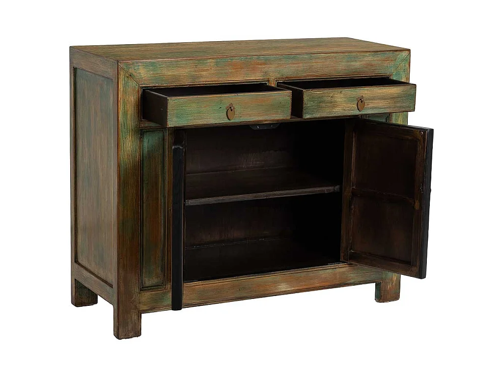 Meuble d'entrée en bois vert vieilli 115 x 45 x 95 cm (hauteur)
