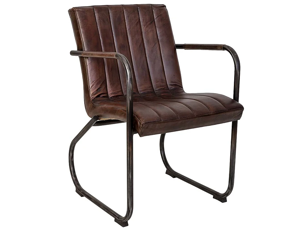 Fauteuil en cuir marron 50x56x87h cm