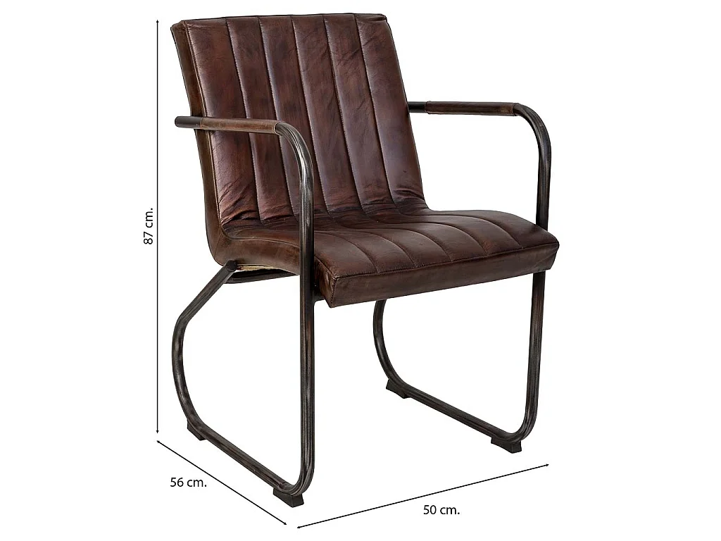 Fauteuil en cuir marron 50x56x87h cm