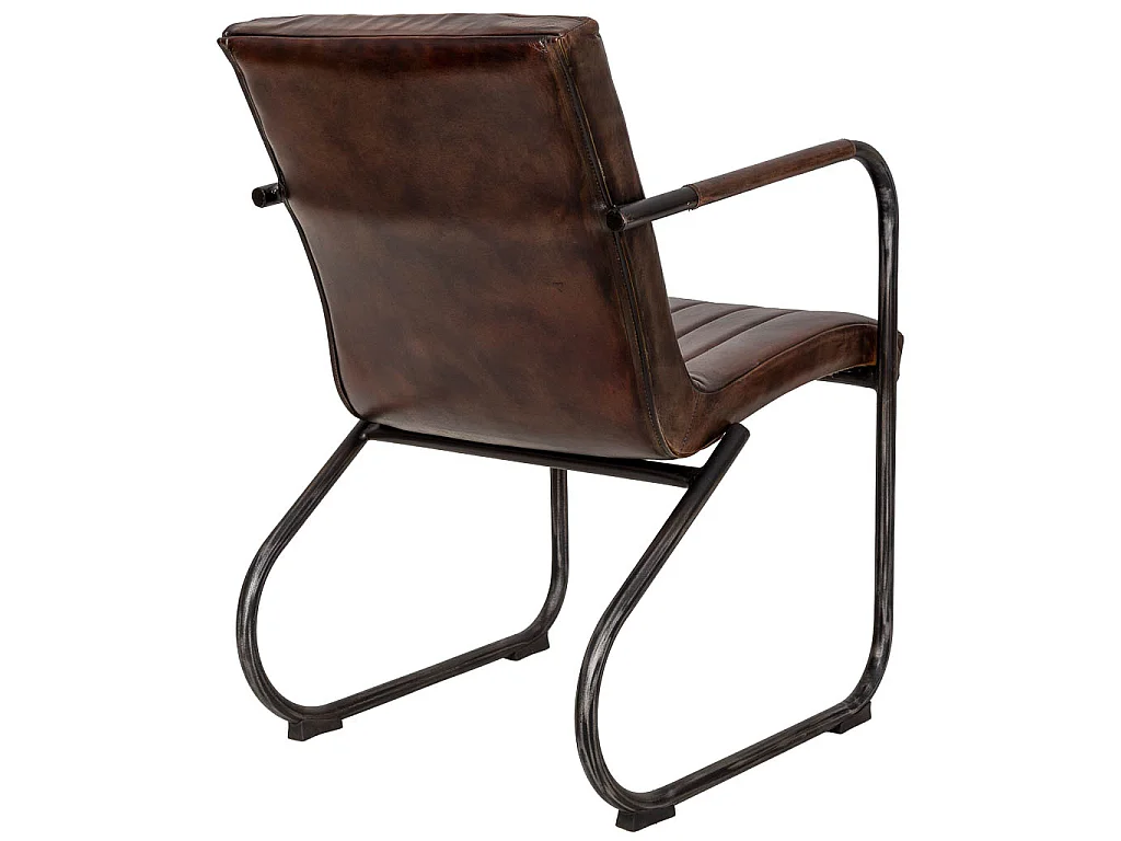 Fauteuil en cuir marron 50x56x87h cm