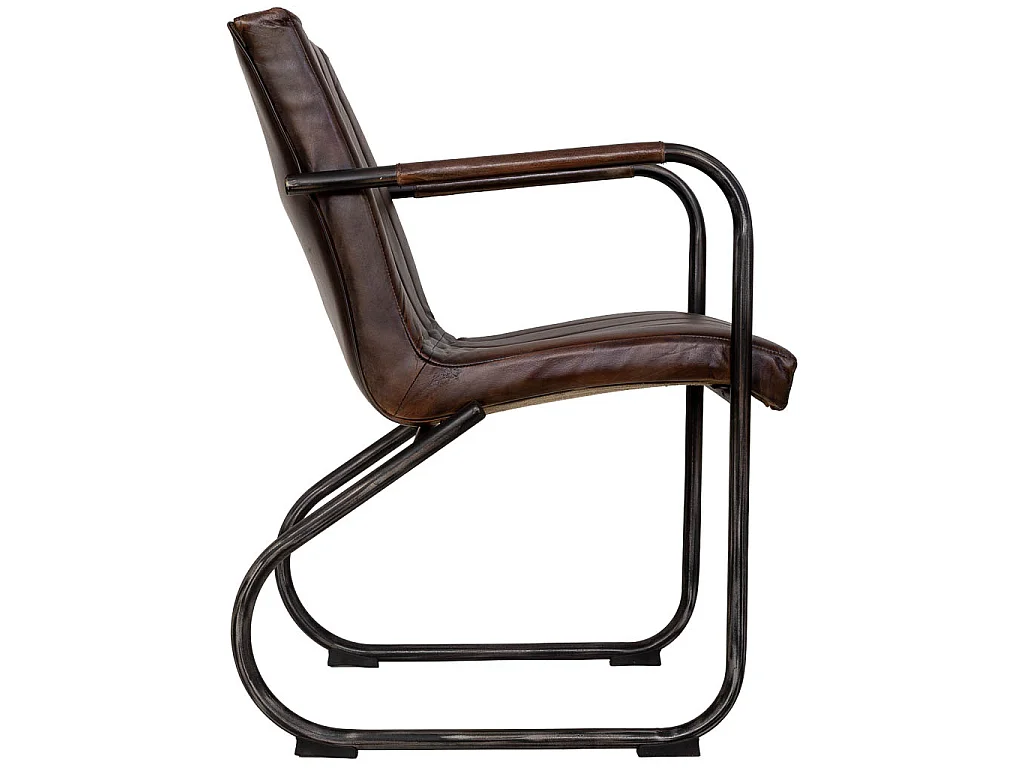 Fauteuil en cuir marron 50x56x87h cm