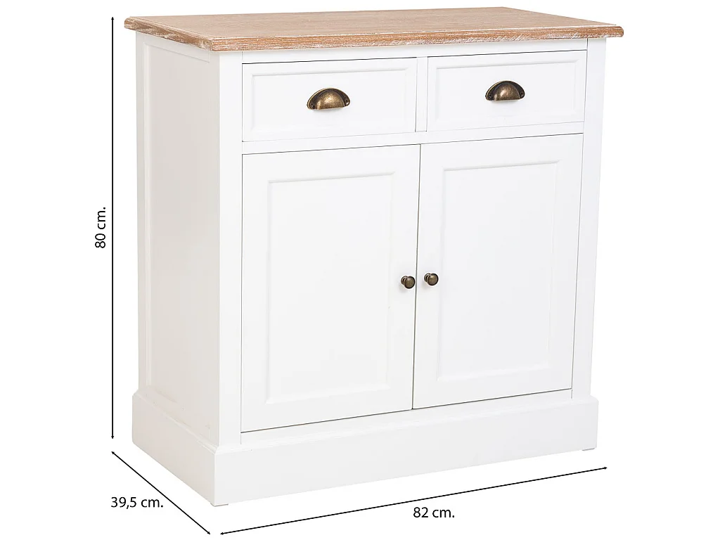 Recibidor de Madera blanco de 2 cajones y 2 puertas 82x39.5x80h cm