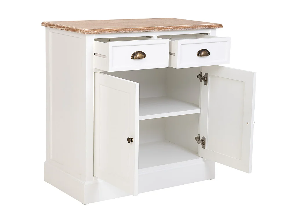 Recibidor de Madera blanco de 2 cajones y 2 puertas 82x39.5x80h cm