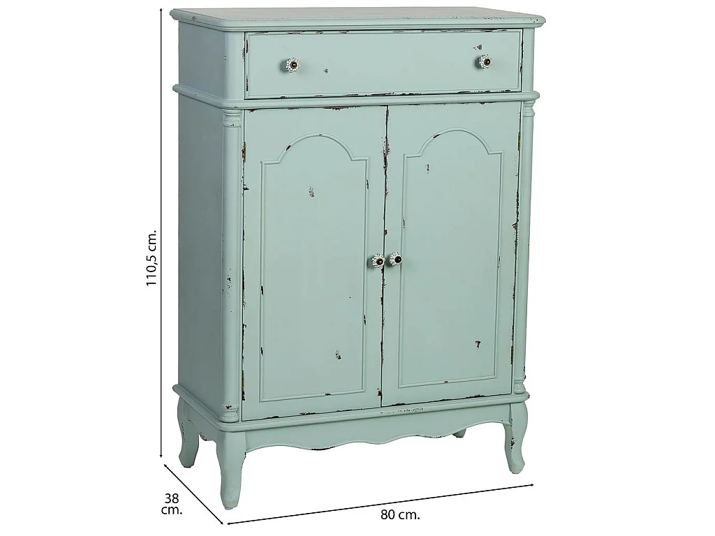 Meuble d'entrée en bois avec 2 portes et 1 tiroir 80x38x110,5 h