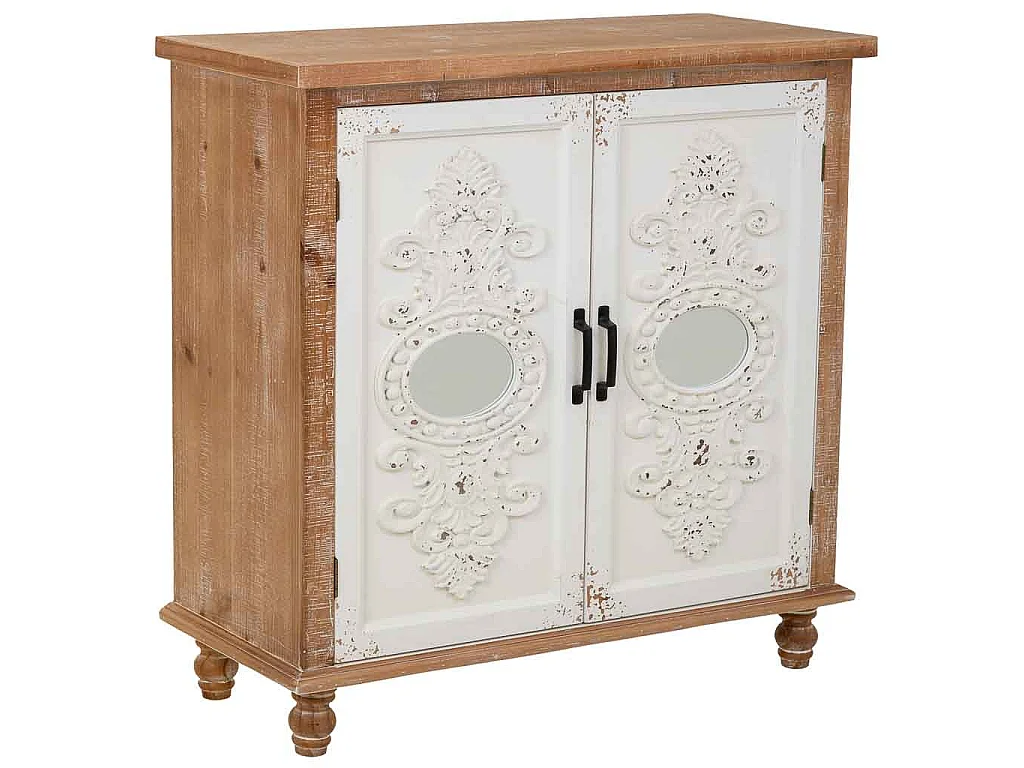 Mesa de entrada em madeira multicolor com 2 portas 80x35x80h cm