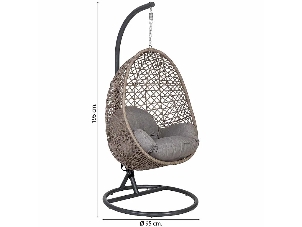 Hängesessel Alu braun mit Kissen,D95x195 / Sitz 85x65x113 cm