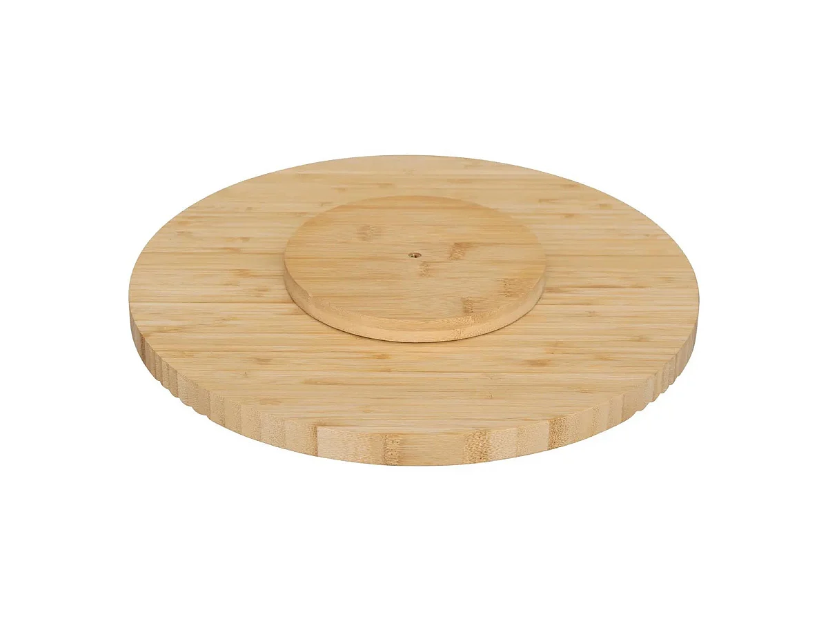 Plateau Tournant en Bambou "Rainuré" 35cm Naturel