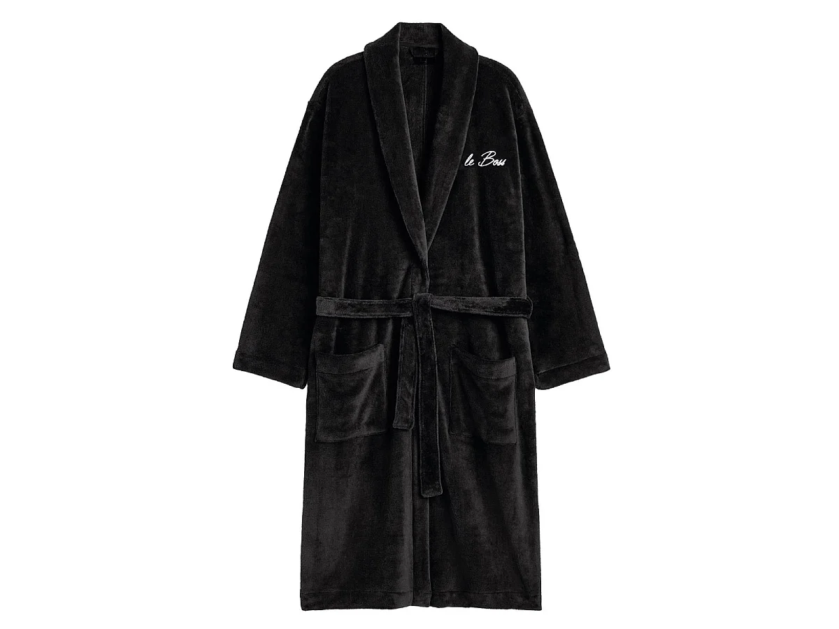 Robe de Chambre Polaire "Le Boss" Noir