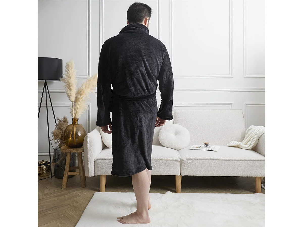 Robe de Chambre Polaire "Le Boss" Noir
