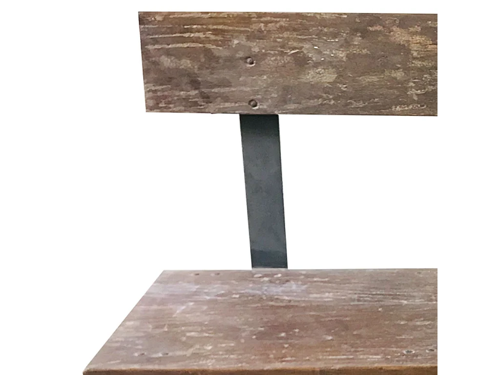 Banco de madeira marrom e metal 142x44x98
