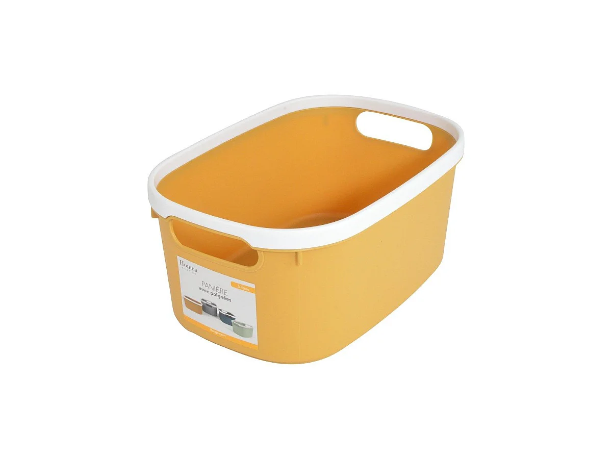 Panière de Rangement Bicolore "Poignées" 30cm Ocre