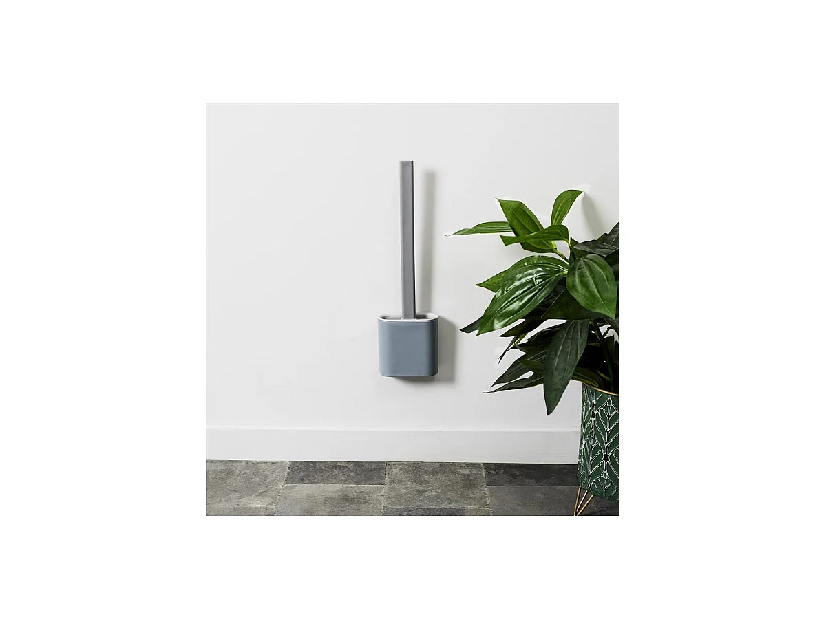Brosse WC Adhésive "Silicone" 36cm Gris